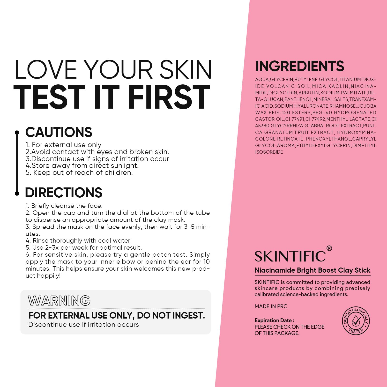 SKINTIFIC stick texture close-up revealing creamy clay and gentle exfoliation benefit