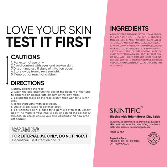 SKINTIFIC stick texture close-up revealing creamy clay and gentle exfoliation benefit