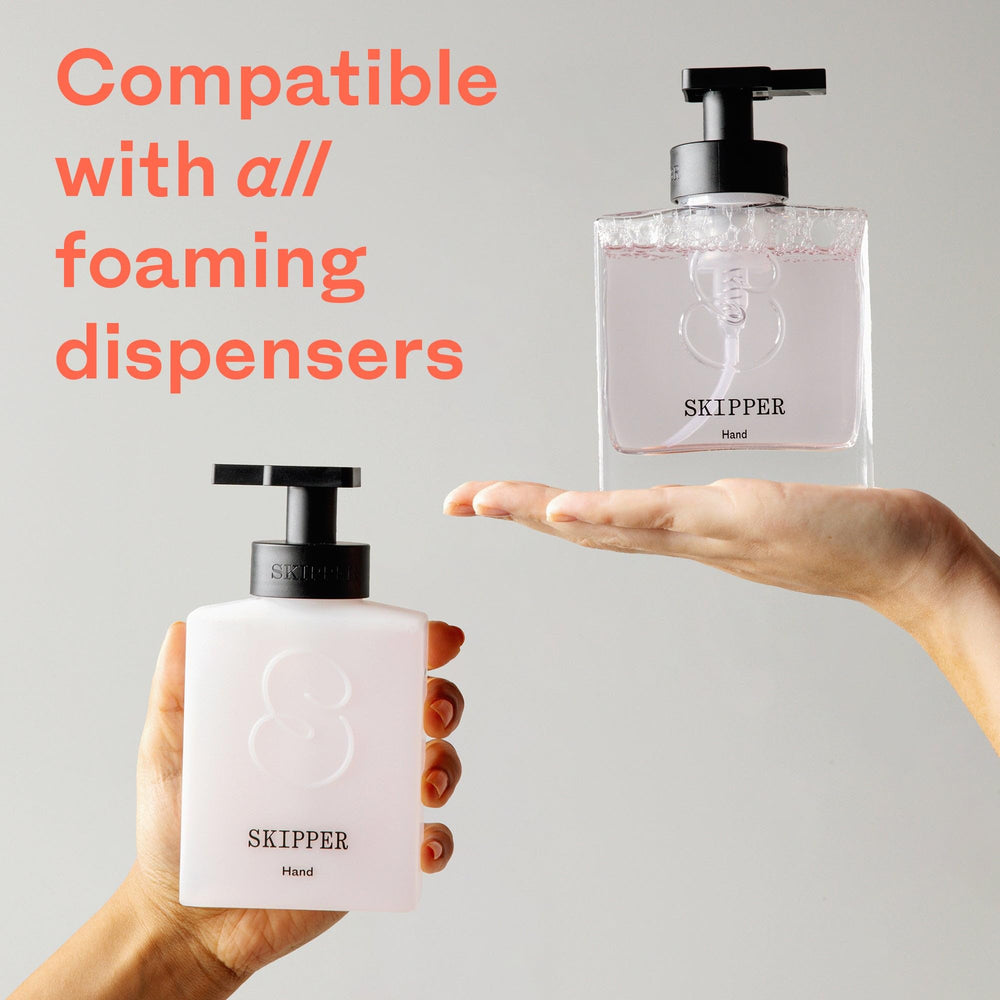 Skipper 8 fl oz bottle producing foam for quick handwashing benefit