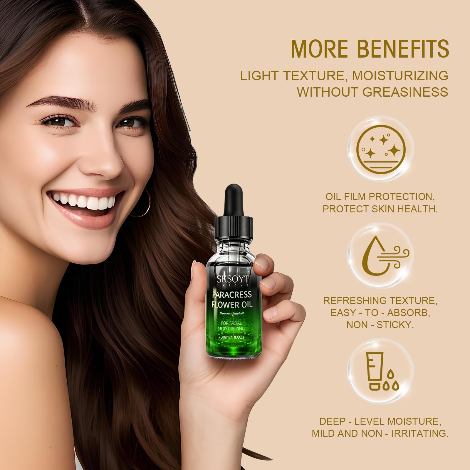 SKSOYT paracress extract close-up ingredient, emphasizes botanical nourishment