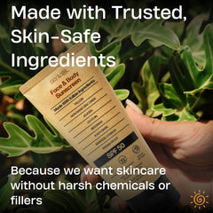 Sky and Sol applied on face demonstrating blendable, makeup-friendly protection