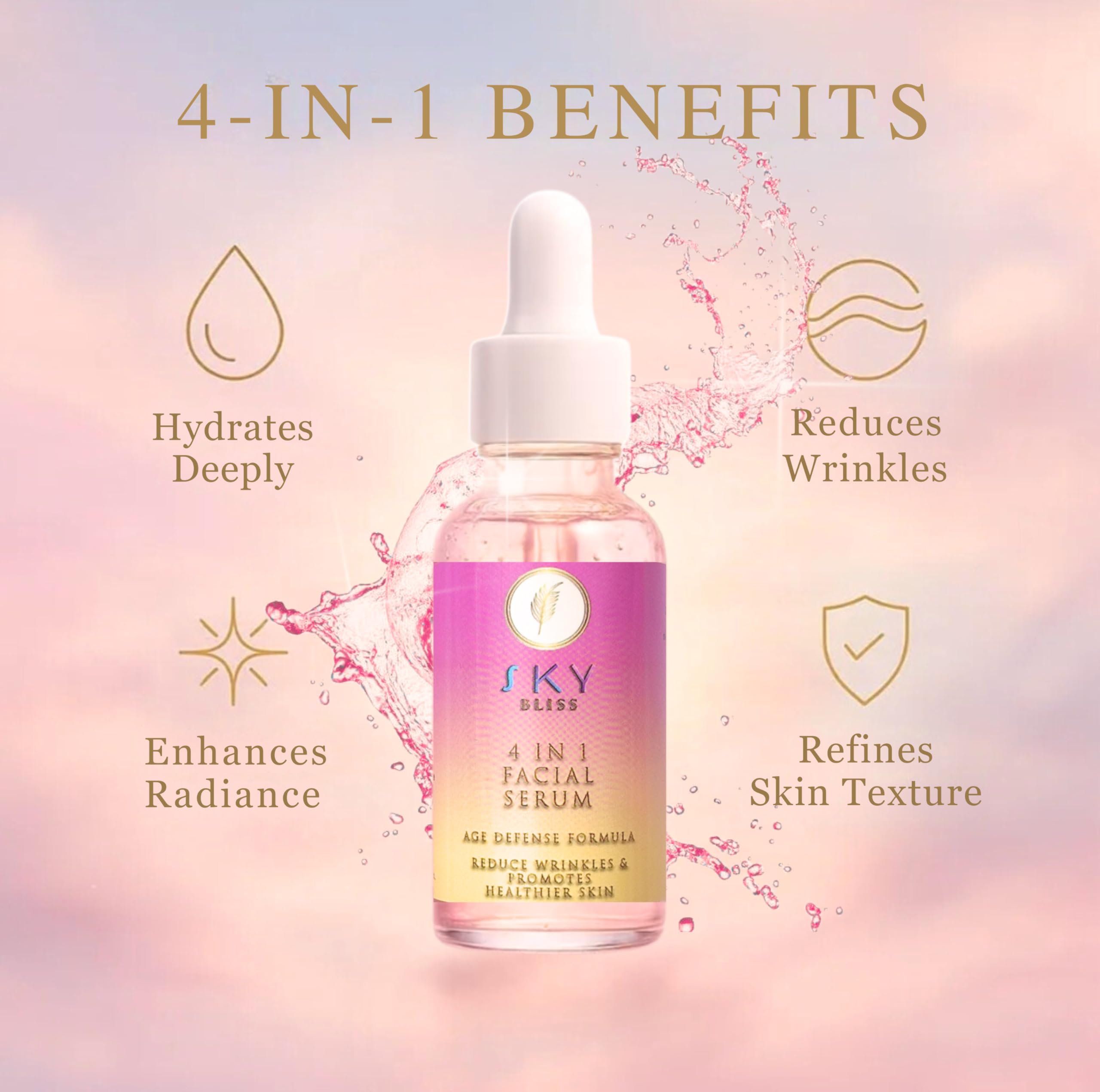 Sky Bliss serum on hand demonstrating hydration and quick absorption benefit