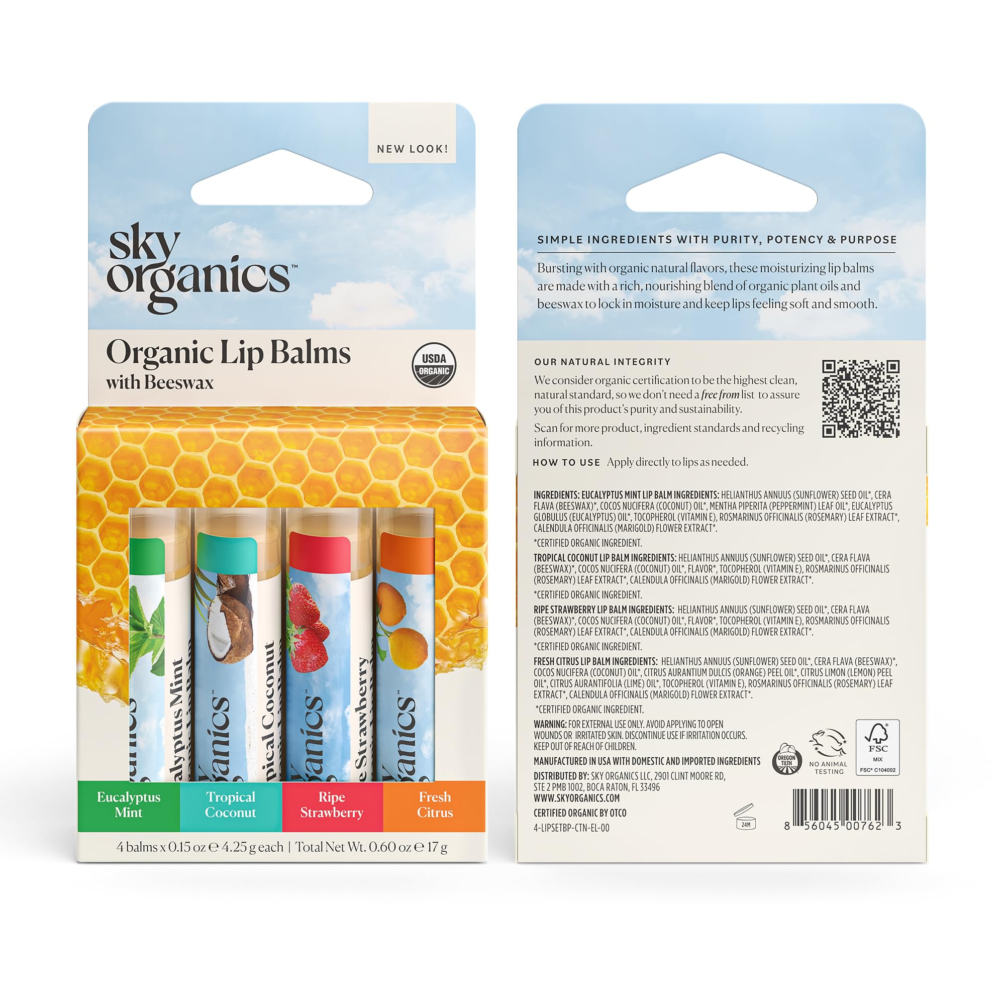 Sky Organics ingredient flatlay featuring beeswax and oils for nourishing benefits