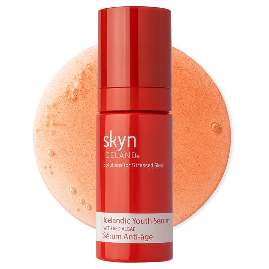 skyn ICELAND front bottle showing sleek packaging and product benefit of brightening