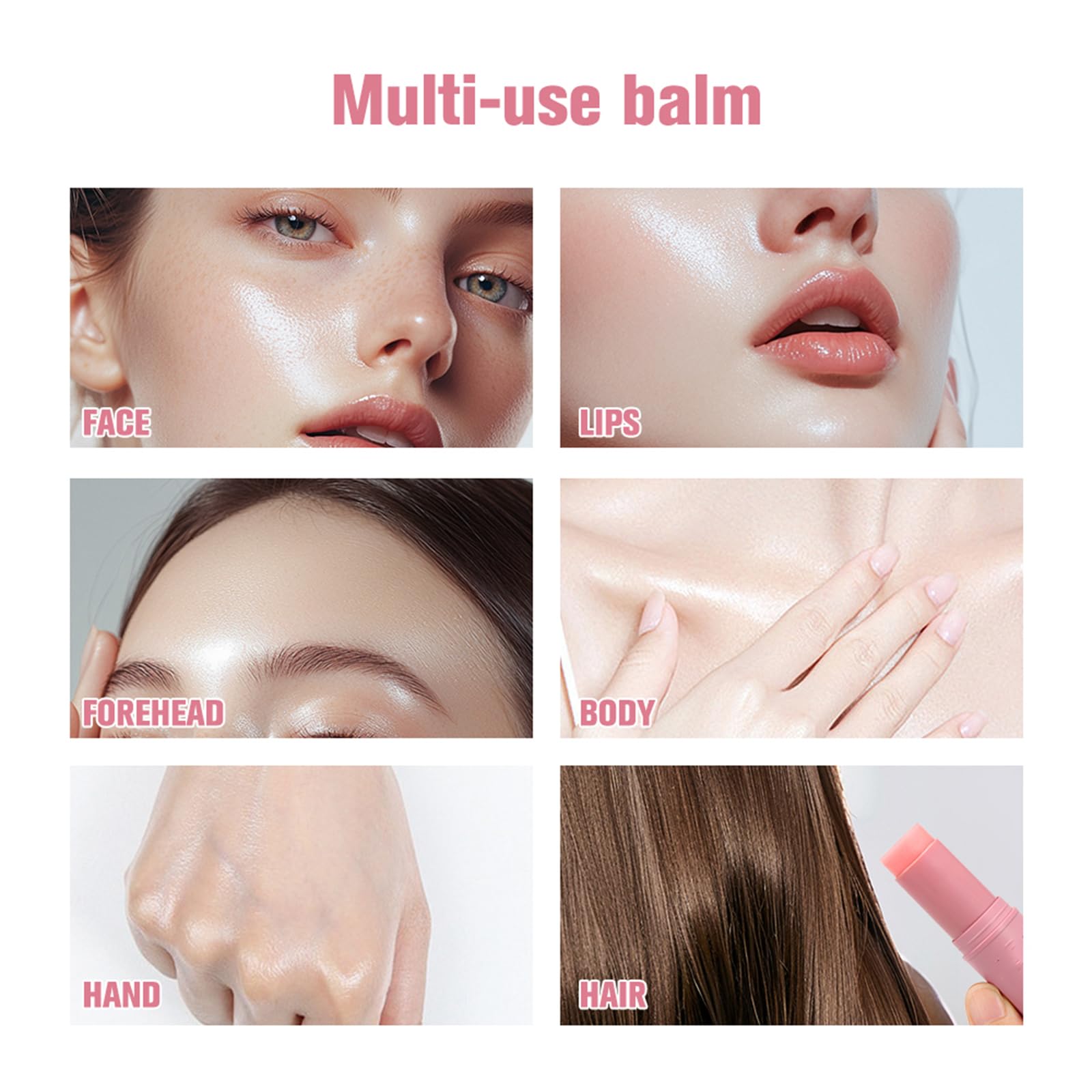 Skynest balm applied to neck and lips showing targeted moisturization benefits