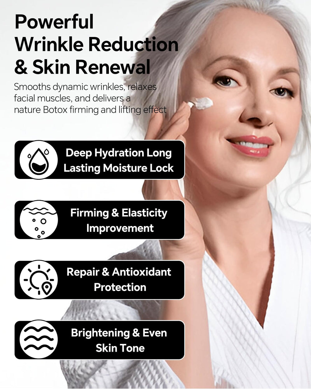 skyoyo BotoxCream label close-up showing key ingredients and clarity benefit