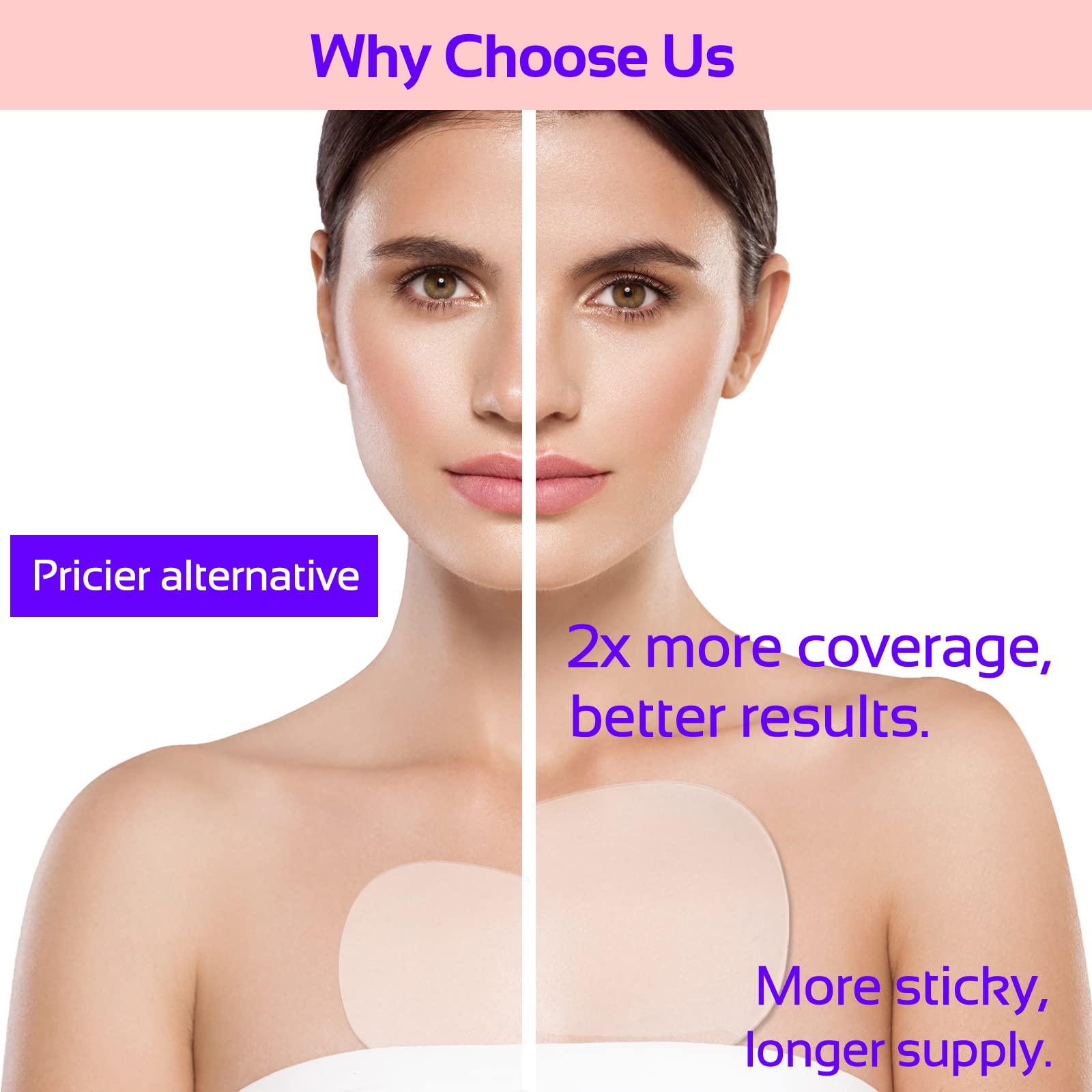 Skywee application demonstration on décolleté showing secure adhesive placement
