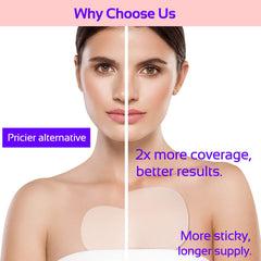 Skywee application demonstration on décolleté showing secure adhesive placement