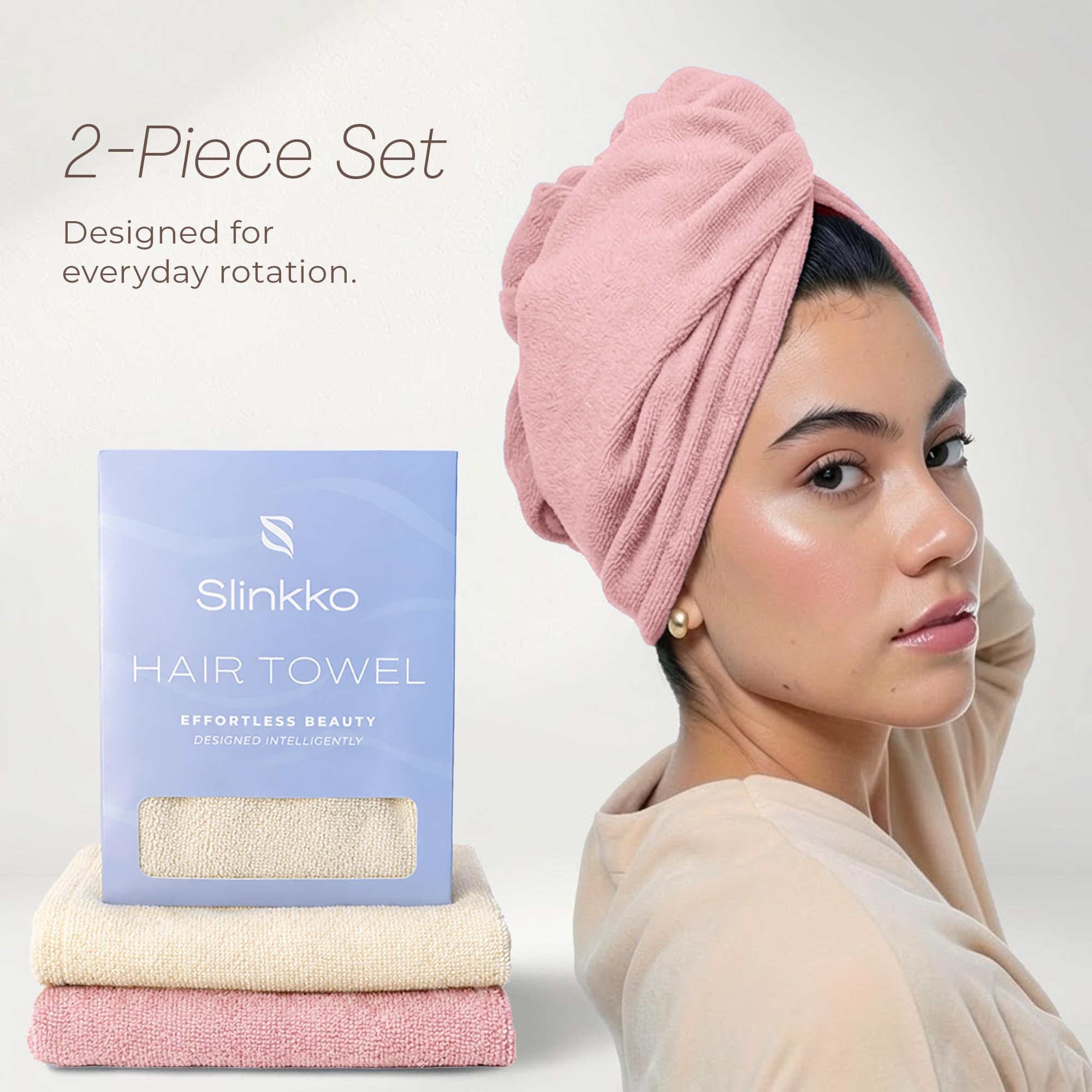 Slinkko towel folded in travel bag showing space-saving travel benefit