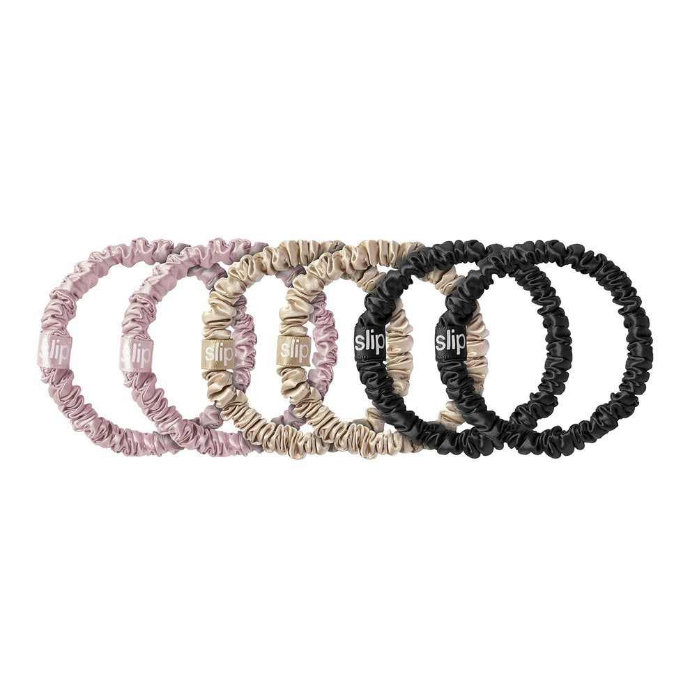 SLIP black skinny scrunchie detail emphasizing subtle shine and finish