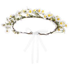 Sliverdew headband front view showing daisies and elegant boho style