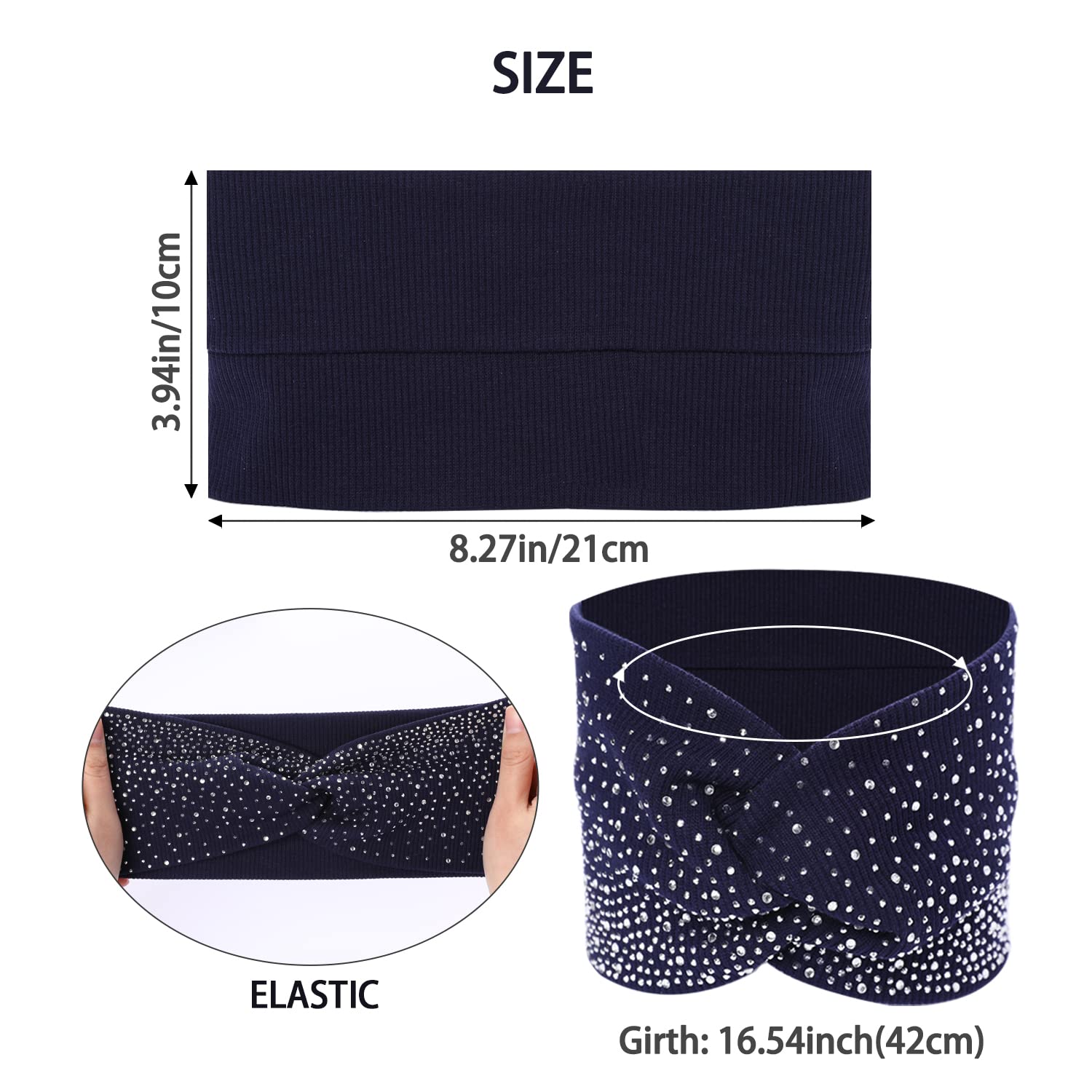 Sliverdew headband stretched on mannequin showing elastic fit and comfortable hold benefit
