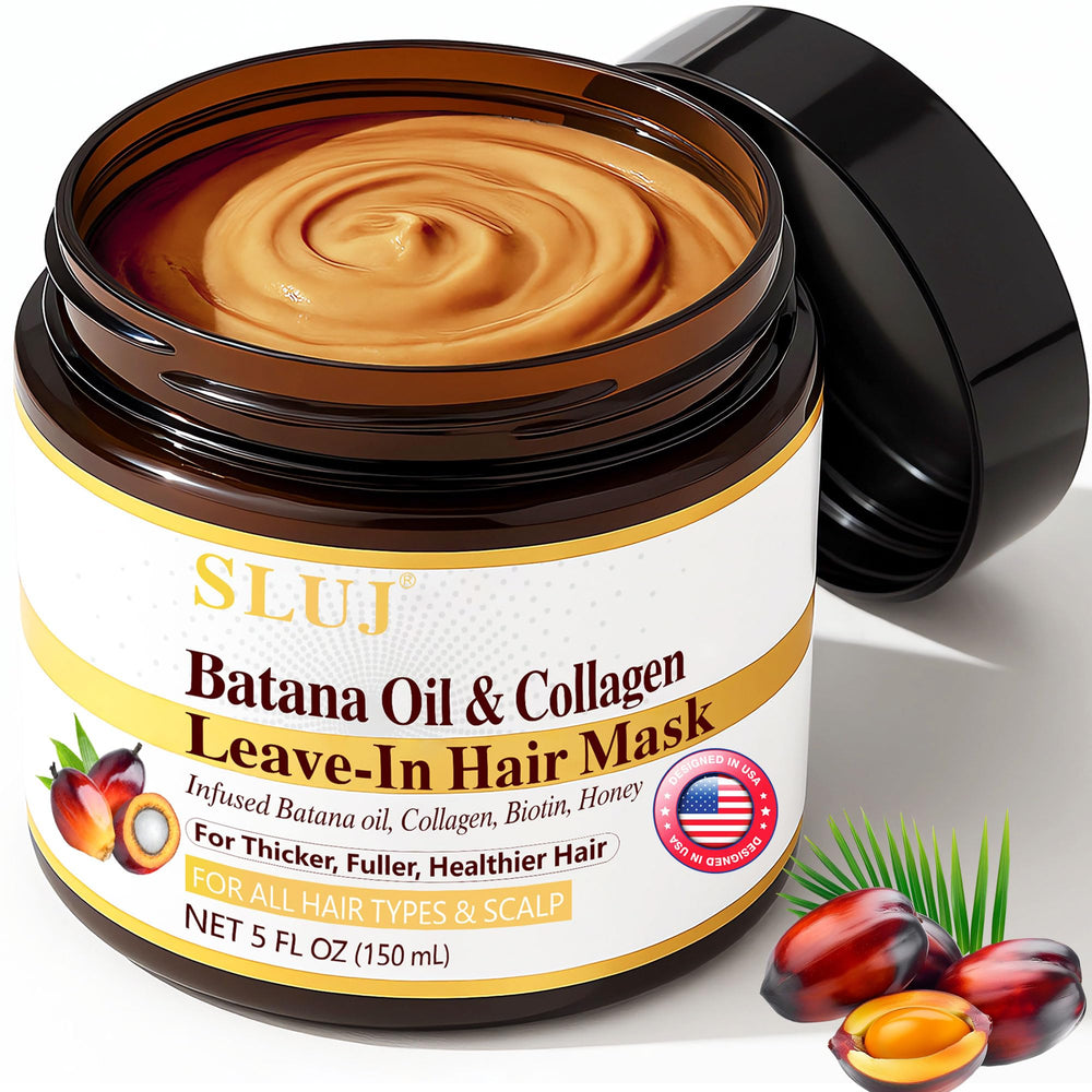 SLUJ bottle front view showing packaging and natural batana benefits