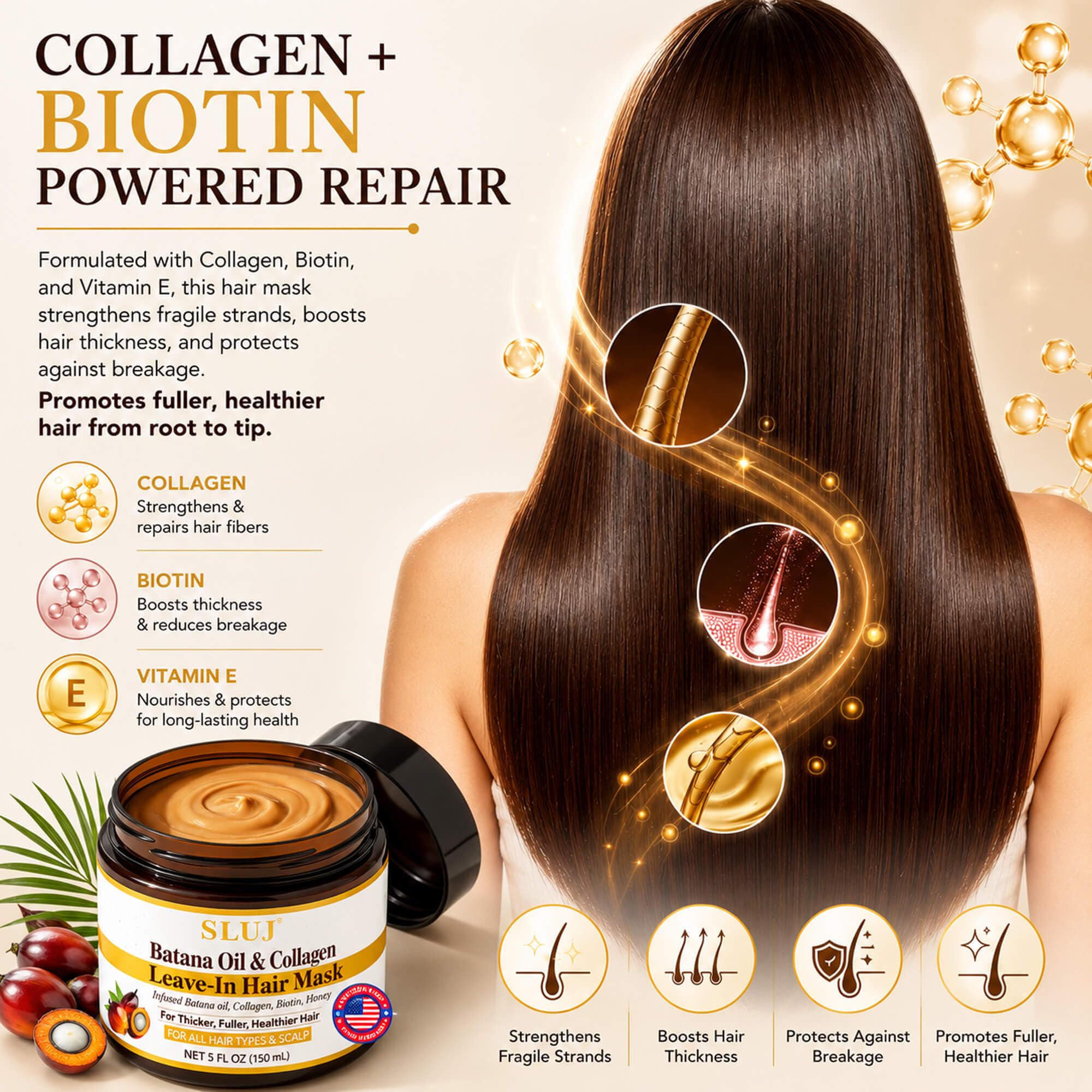 SLUJ ingredients display with rosemary and coffee seed for scalp health