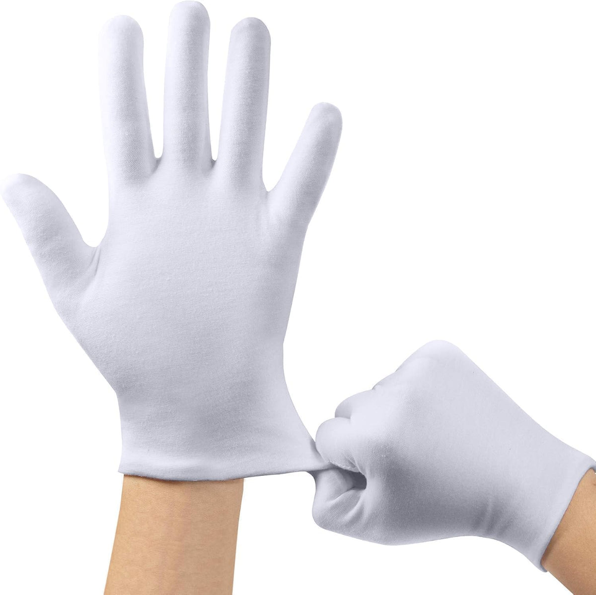 SLWJAXGT front-facing set of white cotton gloves showing multi-pair value and neat packaging