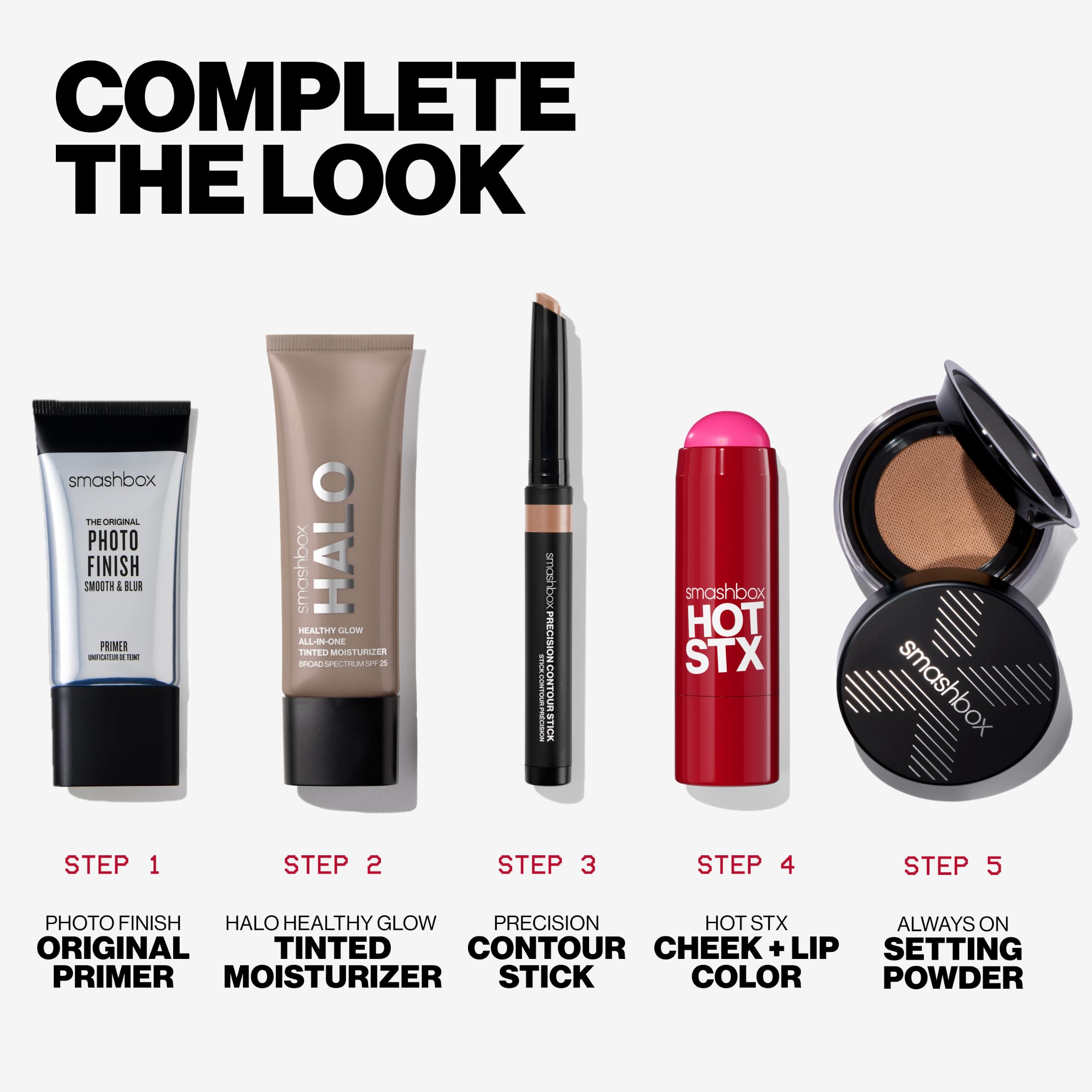 Smashbox ingredients label close-up highlighting hyaluronic acid and niacinamide