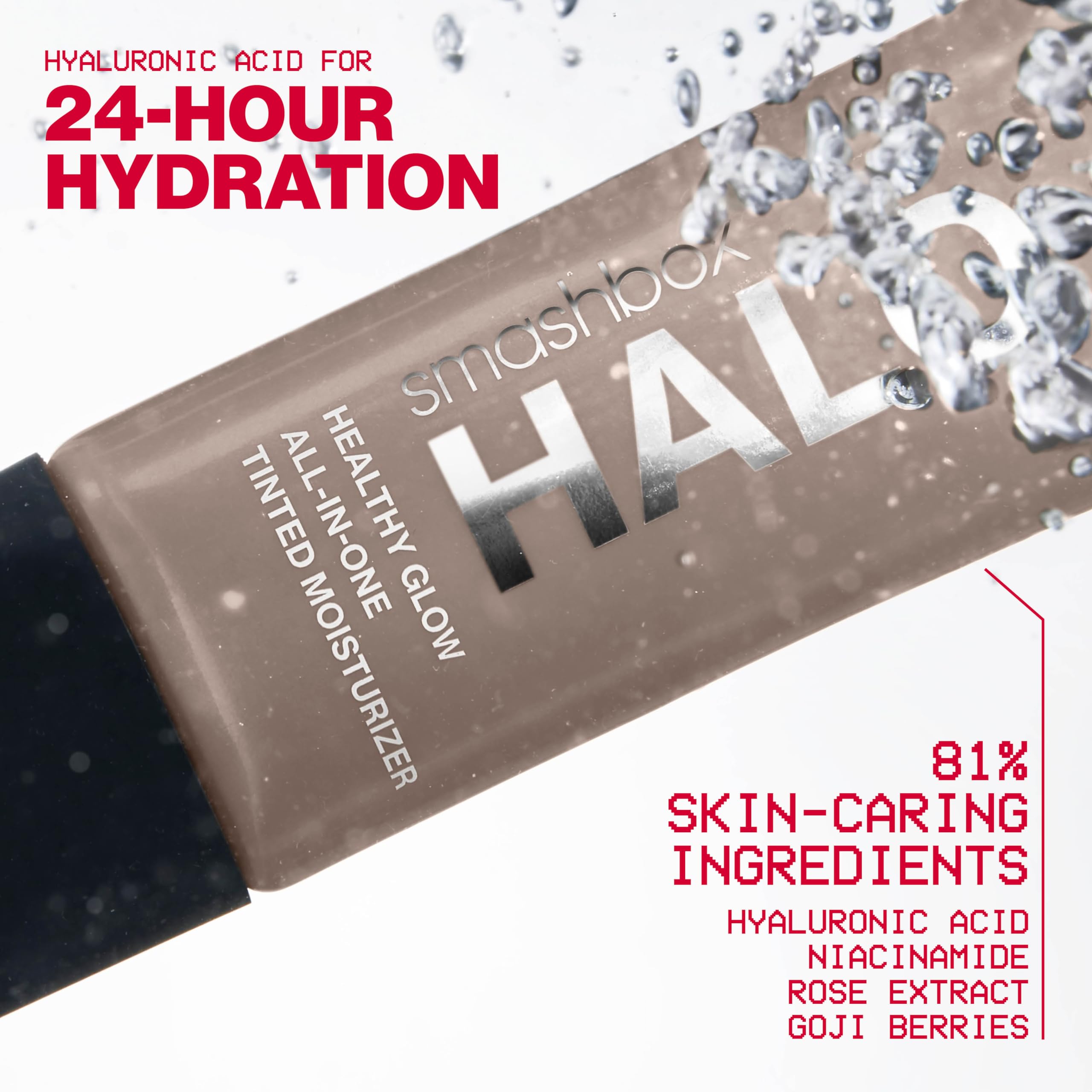 Smashbox creamy texture close-up showing hydrating, dewy finish benefit