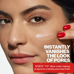 Smashbox primer before and after skin comparison showing reduced pores benefit