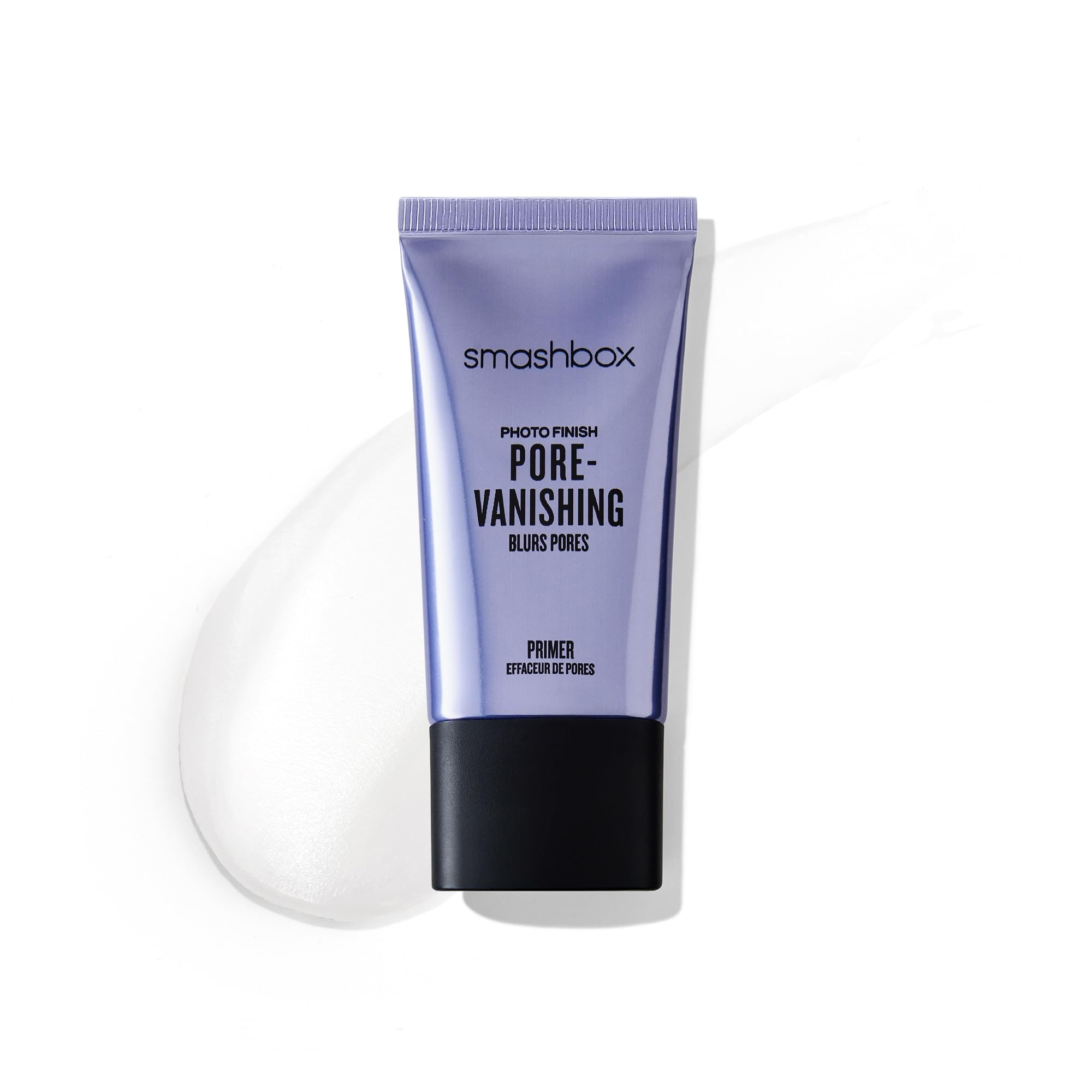 Smashbox primer front tube showcasing compact travel size and matte finish benefit