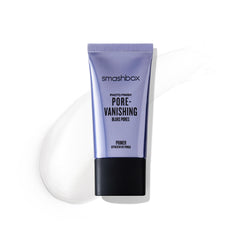 Smashbox primer front tube showcasing compact travel size and matte finish benefit