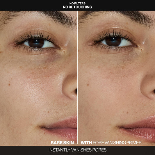 Close-up texture of Smashbox primer showing velvety finish that blurs pores instantly