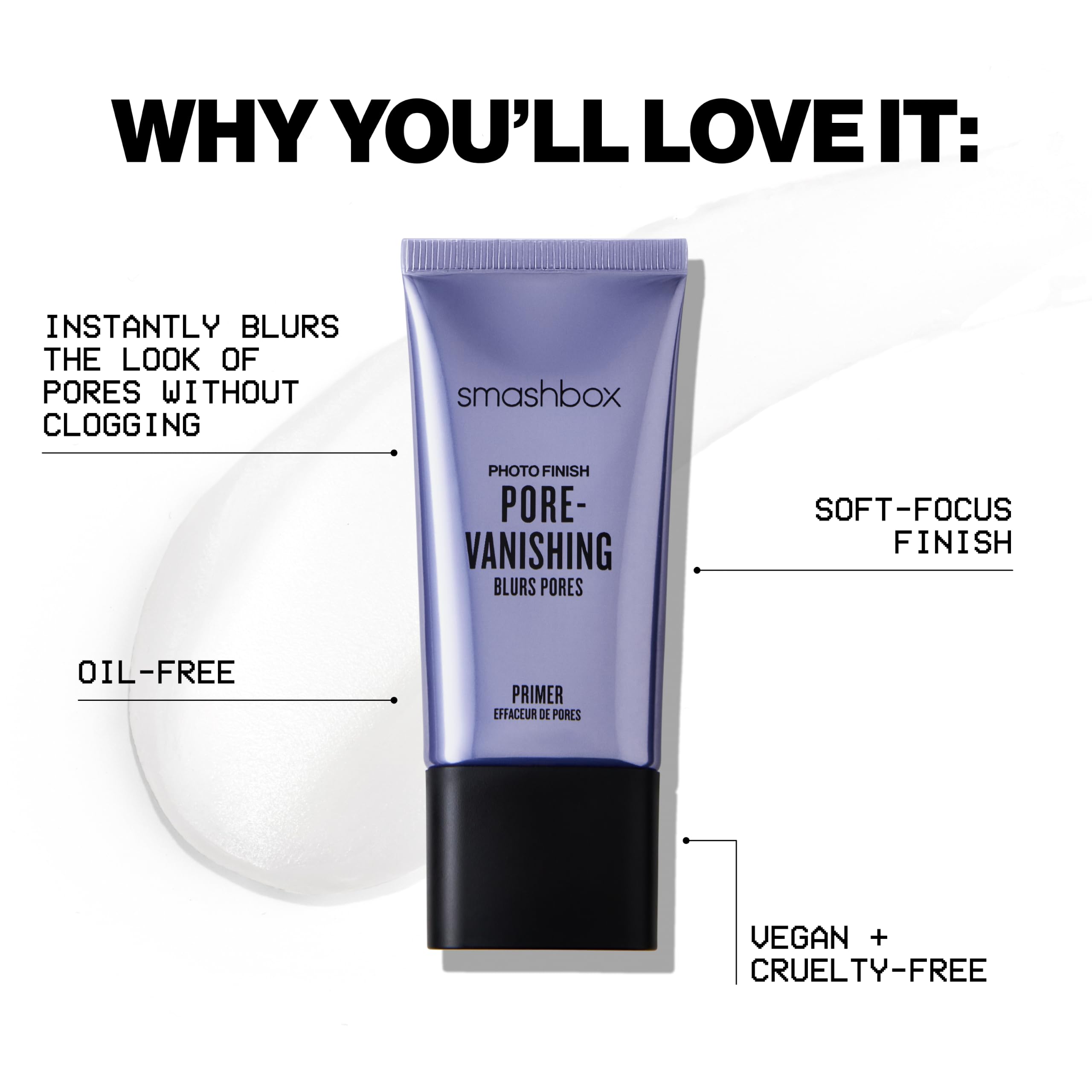 Smashbox primer beside foundation flatlay illustrating improved makeup longevity benefit