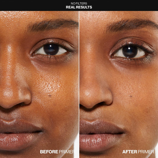 Smashbox primer texture close-up displaying smooth mattifying finish advantage
