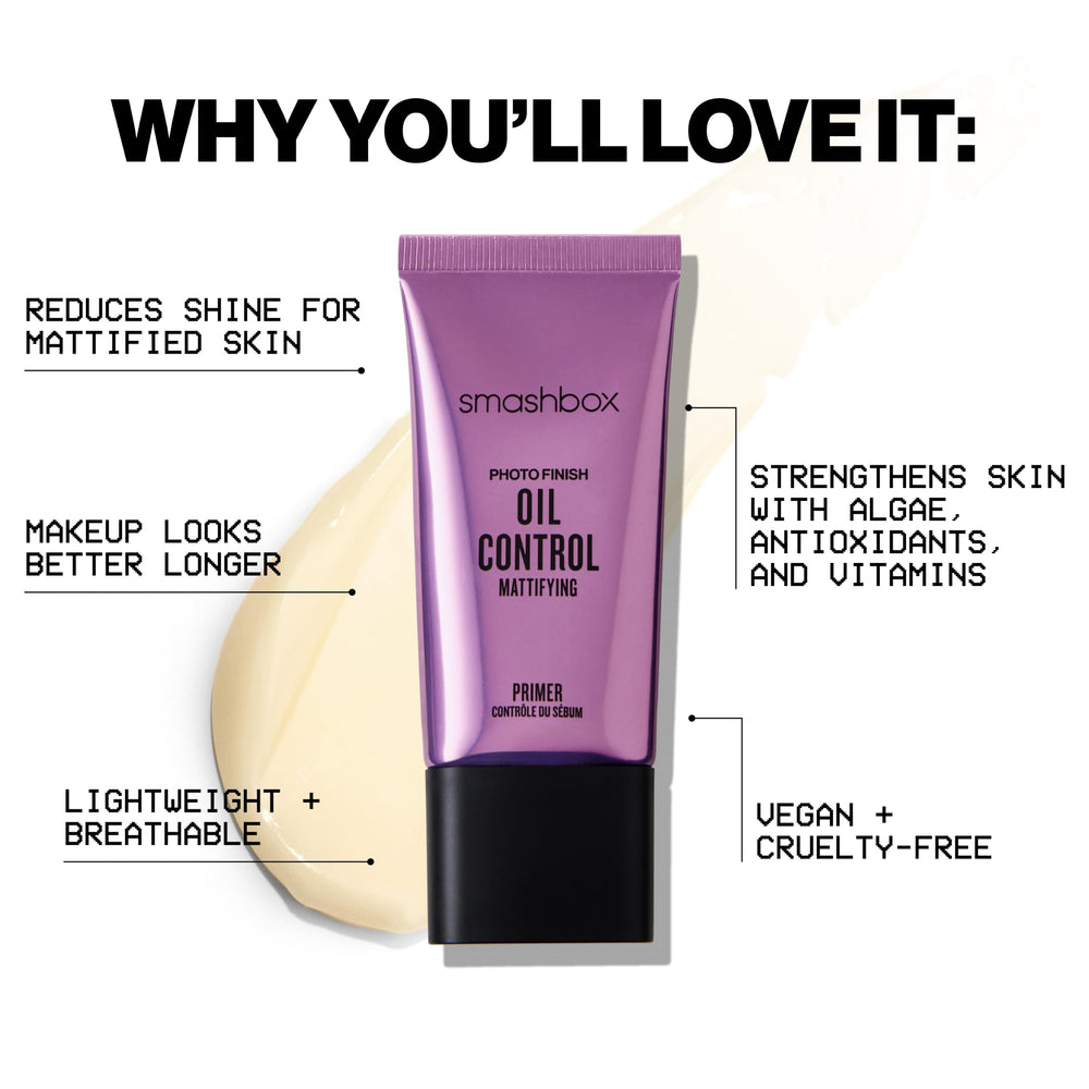 Smashbox primer applied before foundation illustrating improved makeup adherence