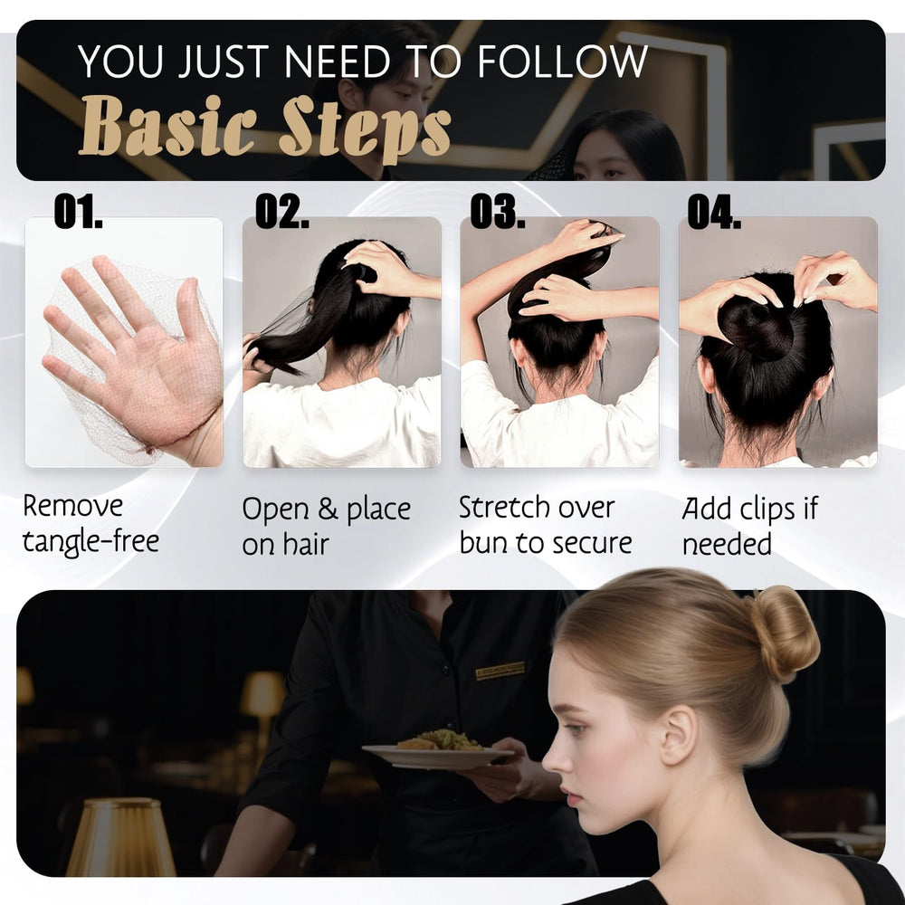 Smilco hair net on ballet bun keeping hair compact for performance