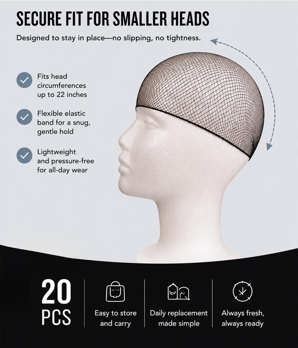 Smilco hair net on bun showing invisible finish and tidy styling