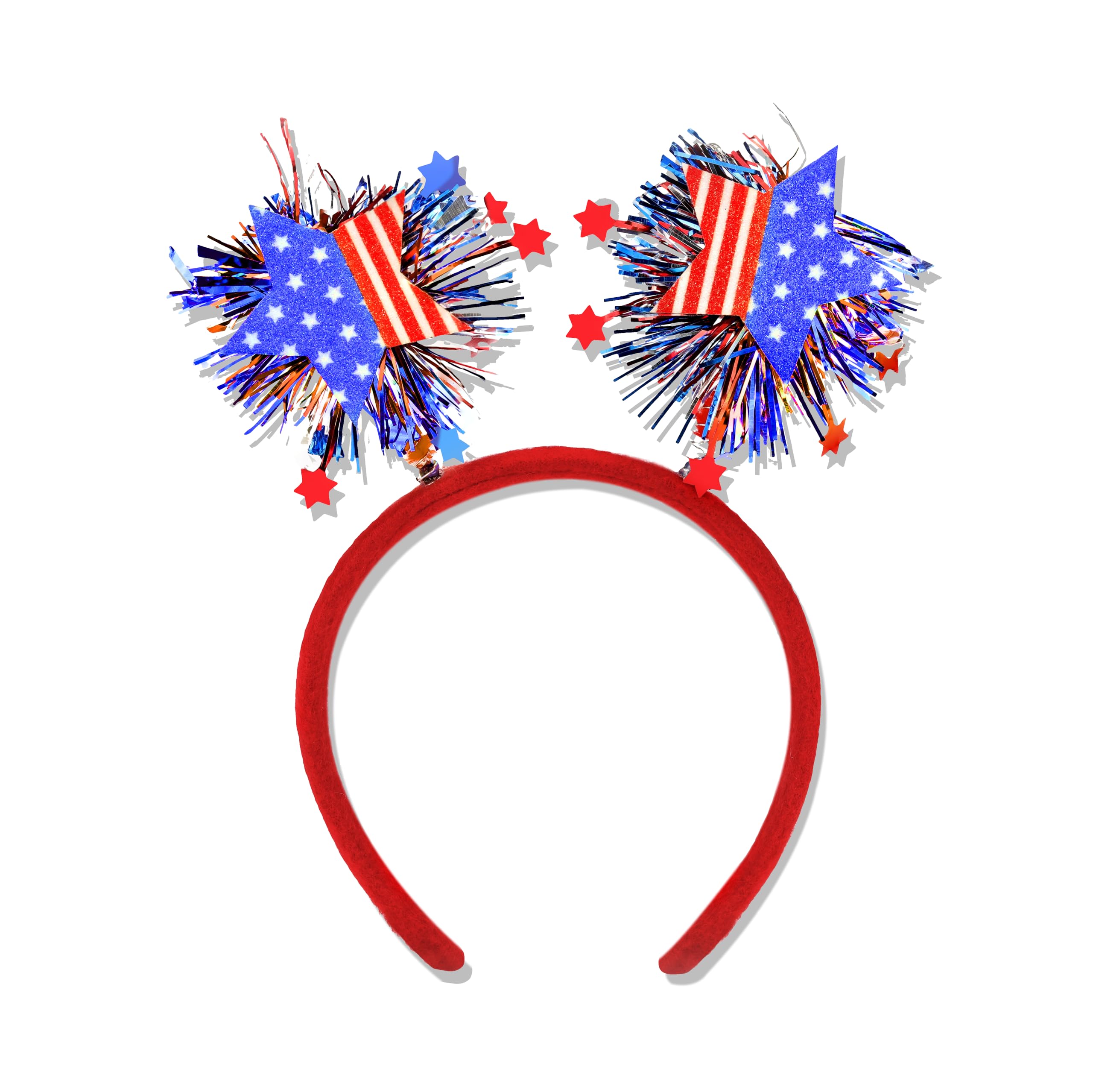 Smilelife headband front view showing red white blue stars and festive look