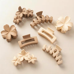 SMKSL front view of flower claw clip showing shape and neutral color benefit