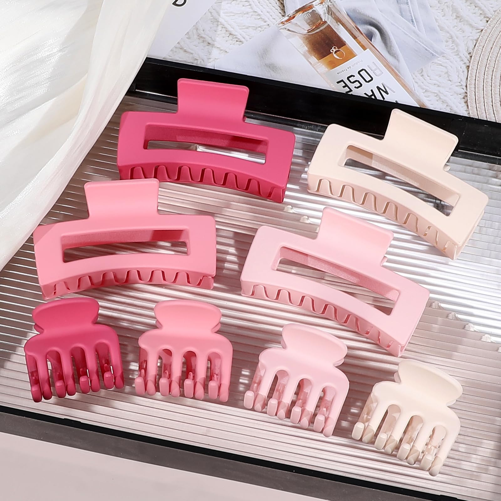 SMKSL clips in use holding a messy bun for comfortable all-day wear
