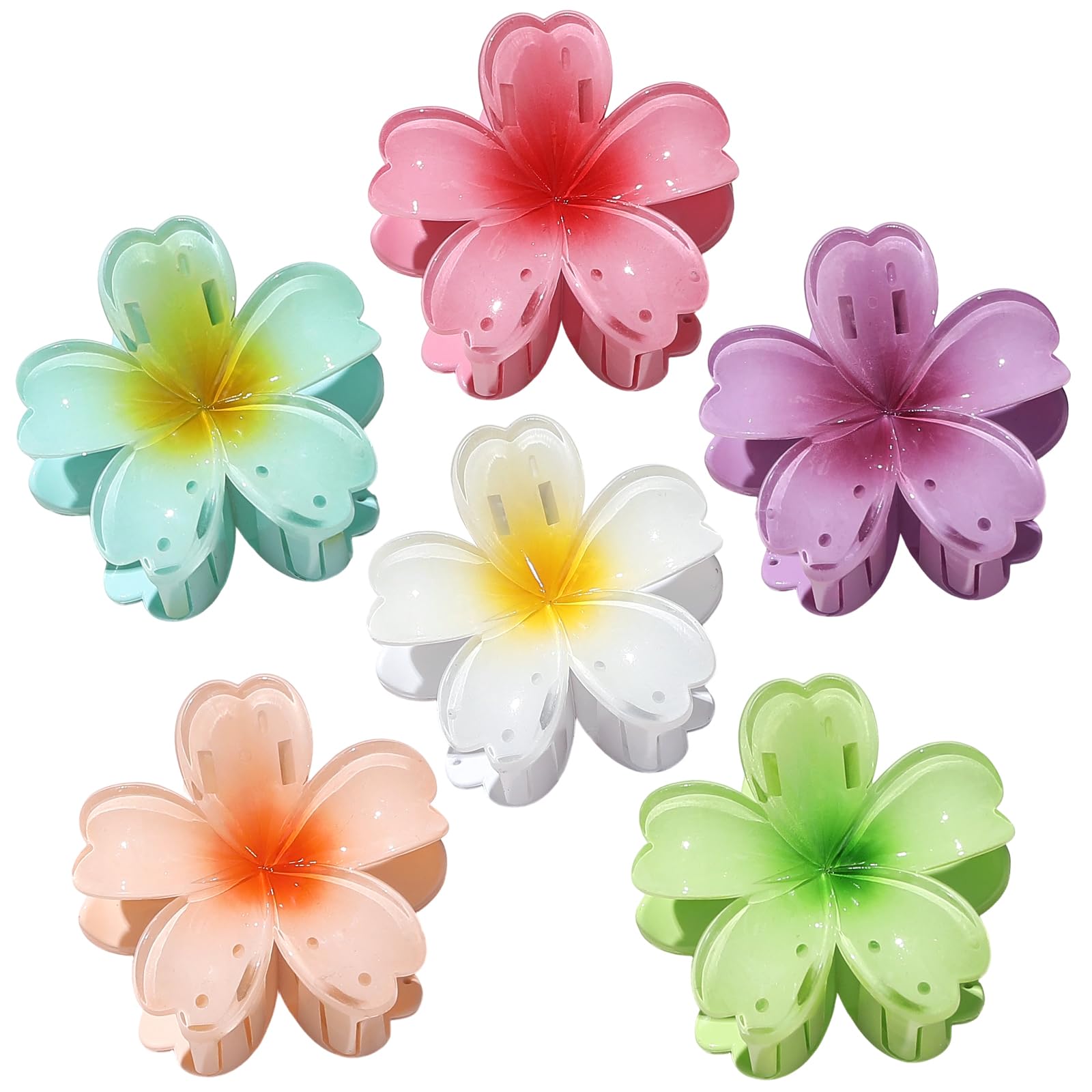 SMKSL front view of six floral clips showing colors and style benefit convenience