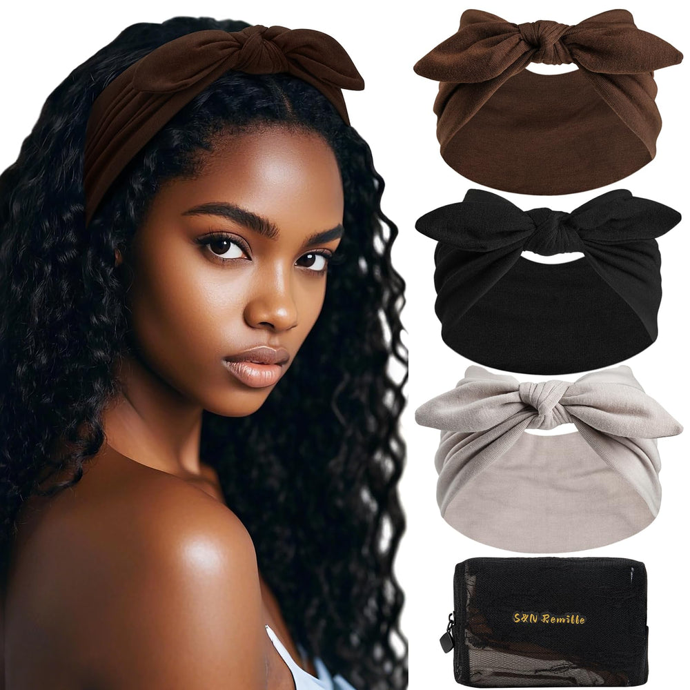 S&N Remille front view of three headbands showing colors and knot — stylish gift-ready set