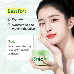 snidin five-minute mask use demonstrating quick moisture boost
