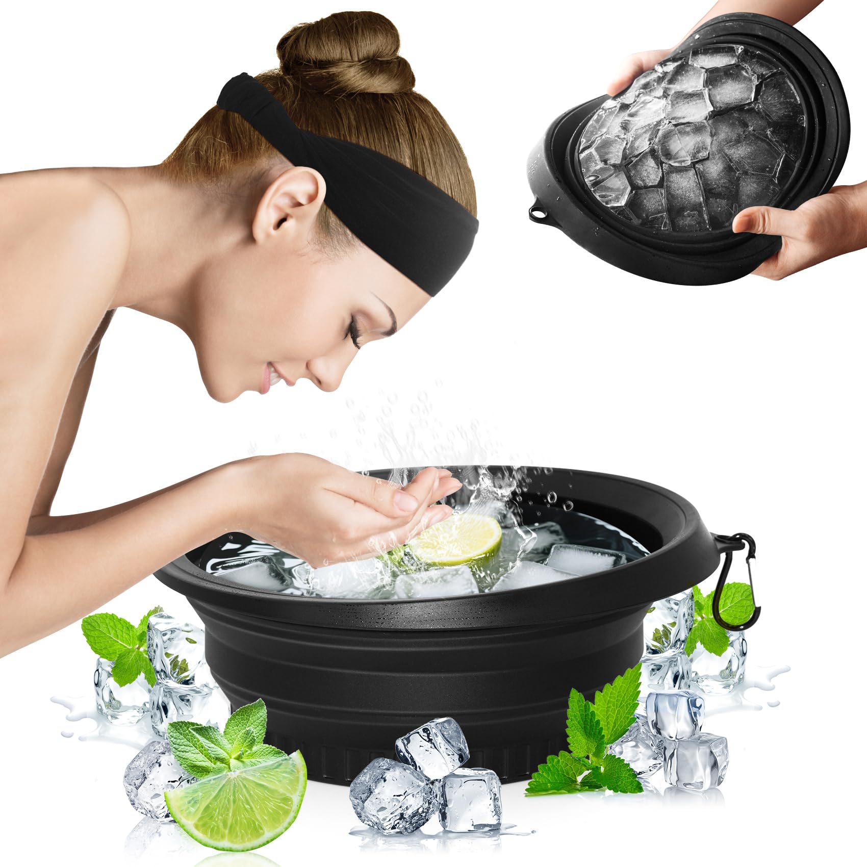 Snipeup front view of folded ice bowl showing compact portability and storage benefit