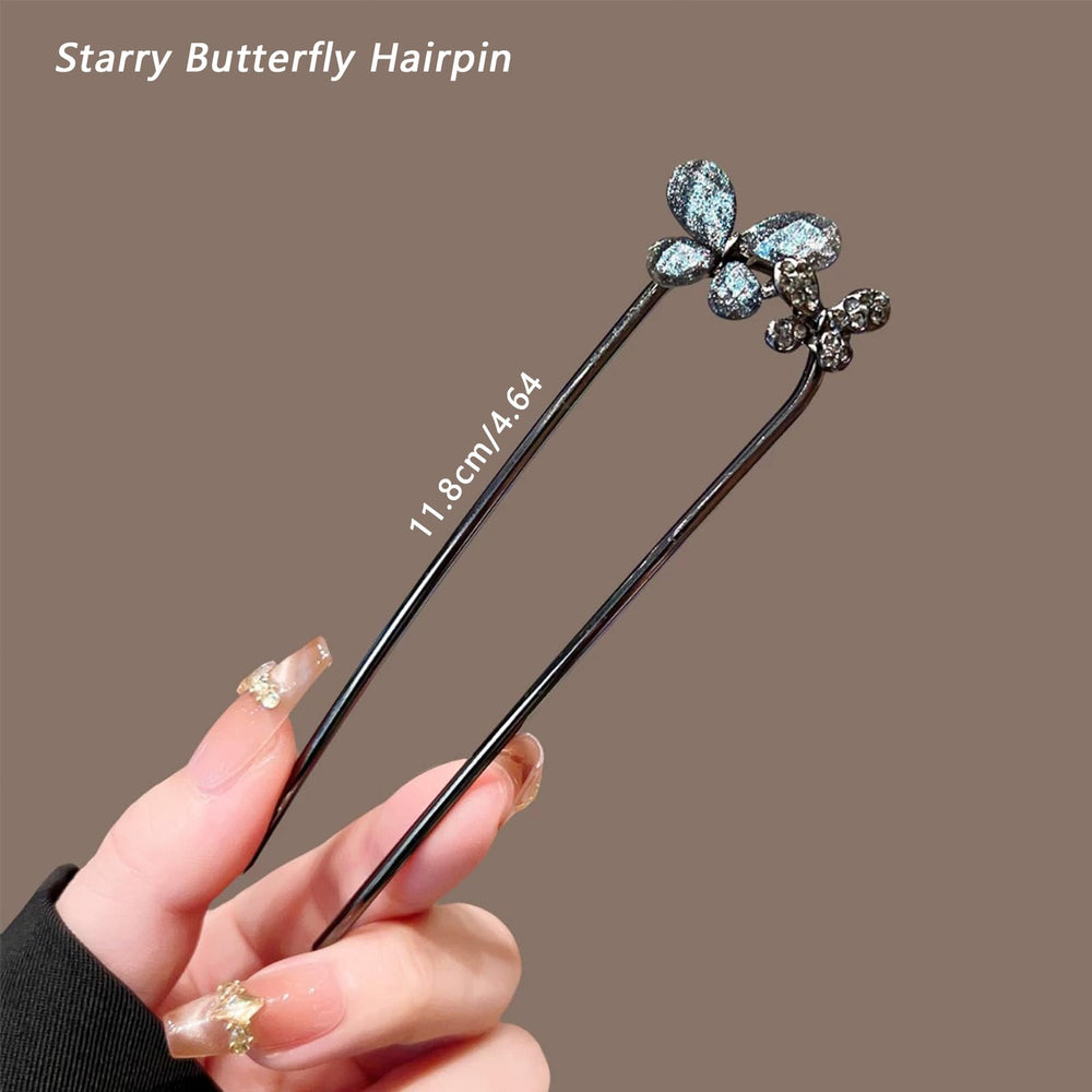 Snmzlc hair pin inserted in bun demonstrating secure hold and style