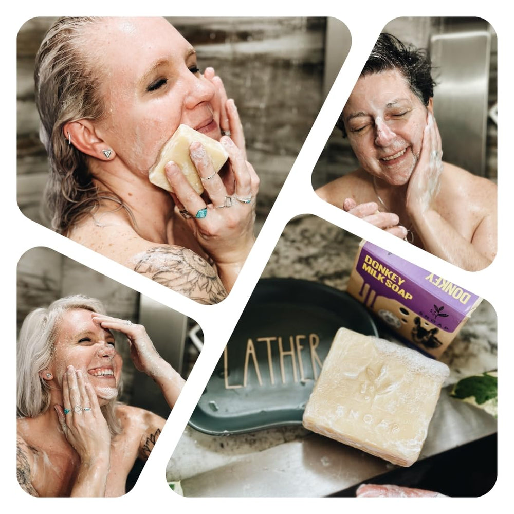 SNOAP soap lather in hand demonstrating gentle foam and easy rinsing benefit