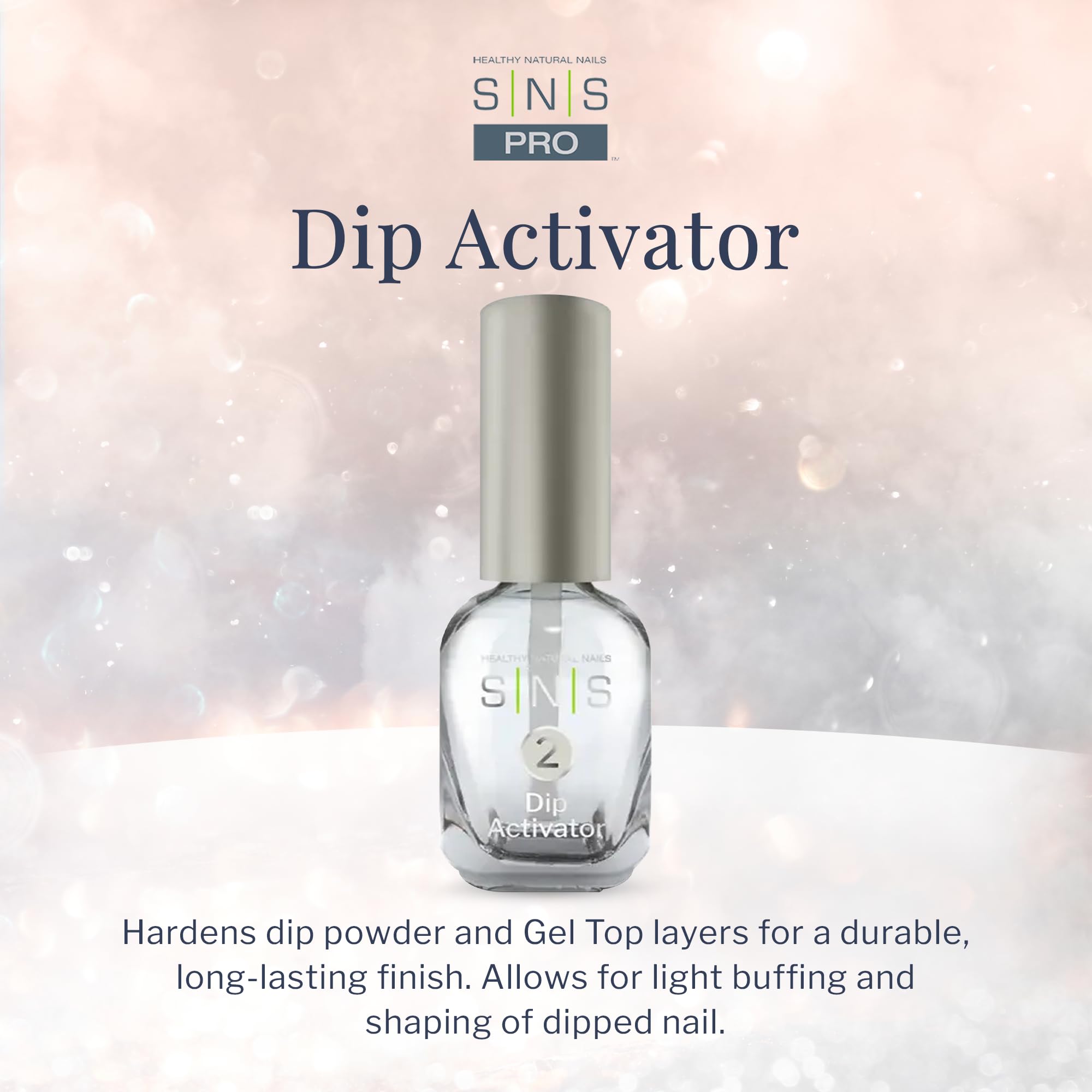 SNS dip activator label closeup highlighting Nutri-Plus ingredients for nail support