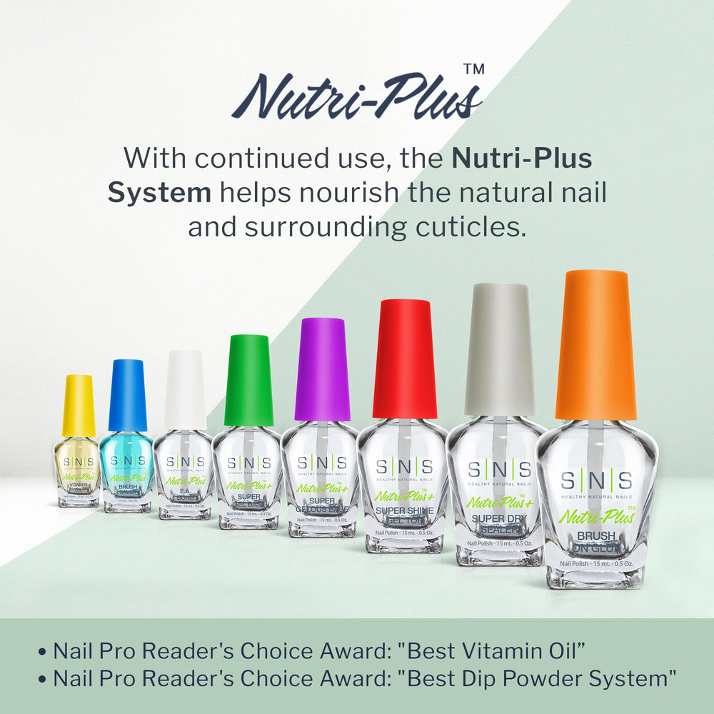 SNS Gel Top Coat on dip powder nails showing rich color and shine
