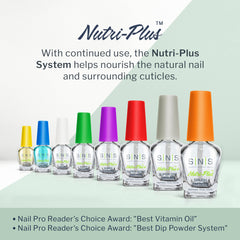 SNS Gel Top Coat on dip powder nails showing rich color and shine