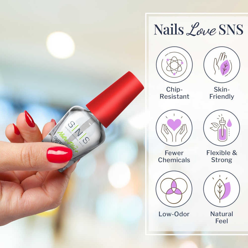 SNS Gel Top Coat texture drop highlighting smooth, high-gloss formula