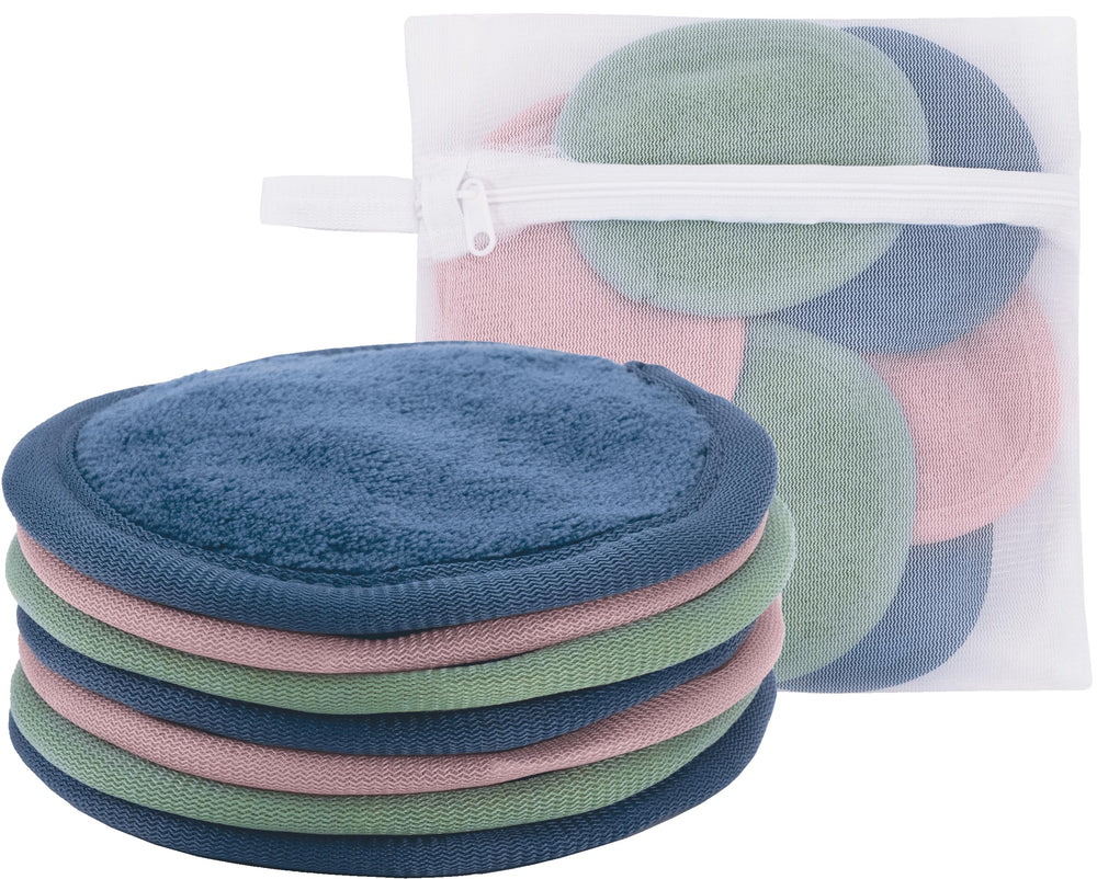 S&T INC. front view of seven pads with mesh bag showing compact kit benefit
