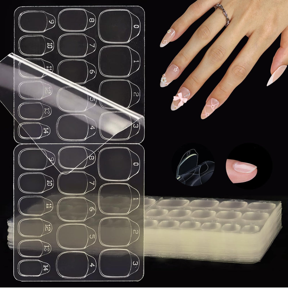 SnypeeLab front packaging showing 600 clear nail tabs for gentle adhesion