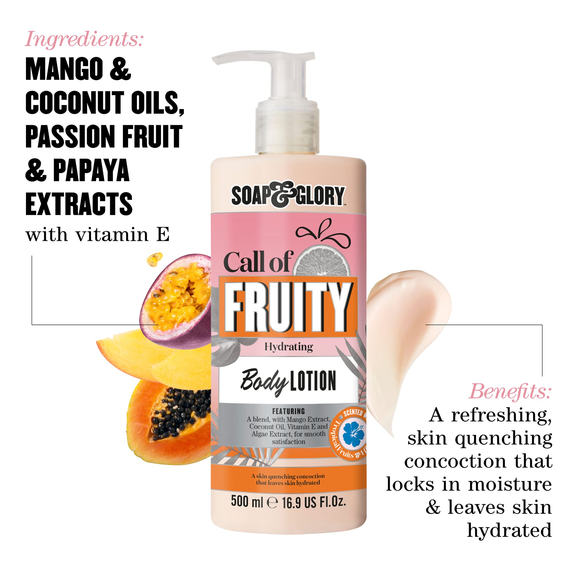 Soap & Glory pump detail highlighting easy dispensing and mess-free application benefit
