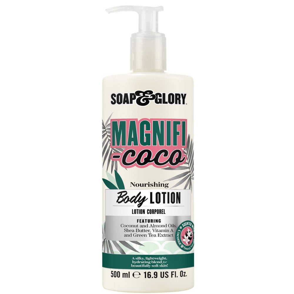 Soap & Glory bottle front view showing product and fragrance benefits