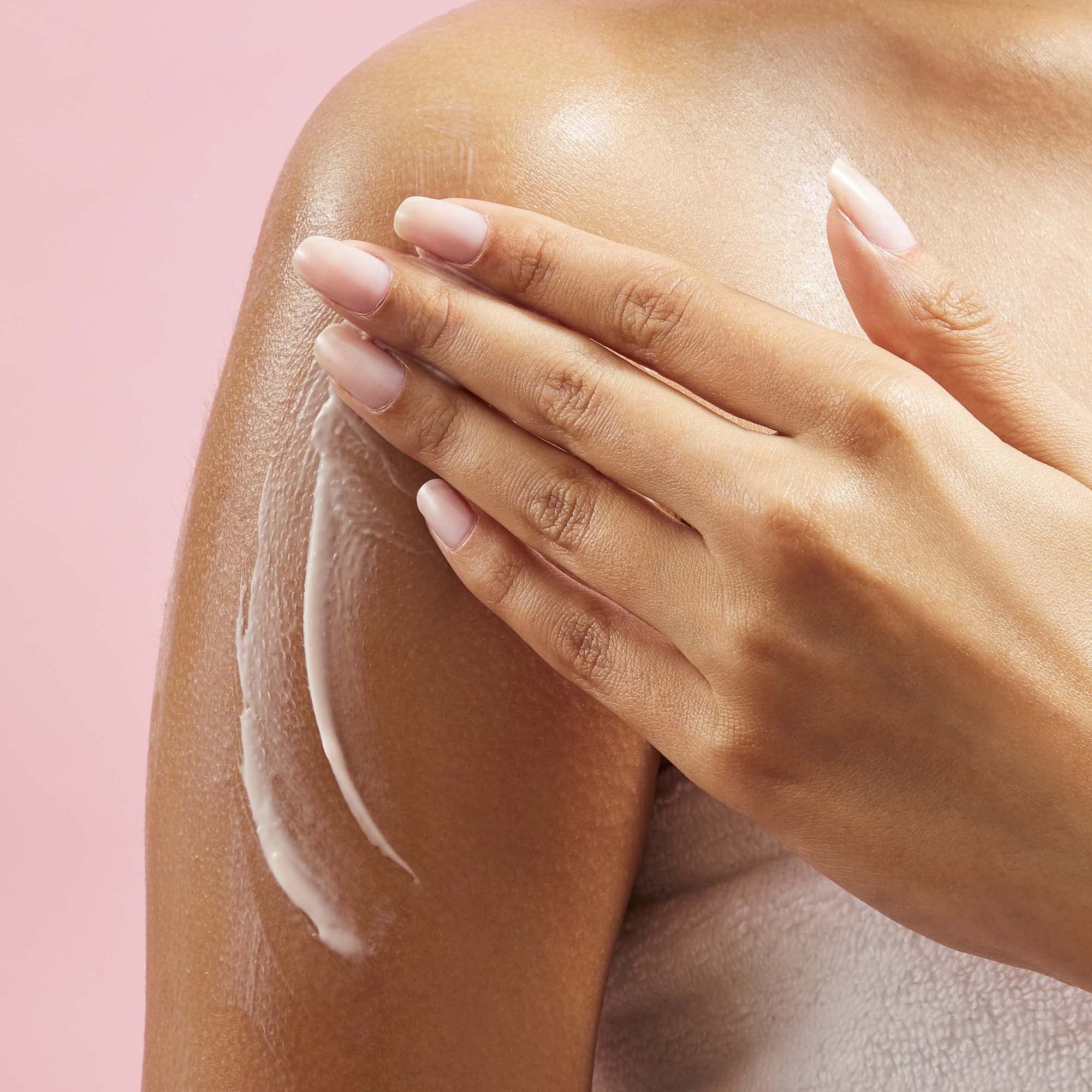 Soap & Glory lotion applied on arm demonstrating immediate skin softening benefit
