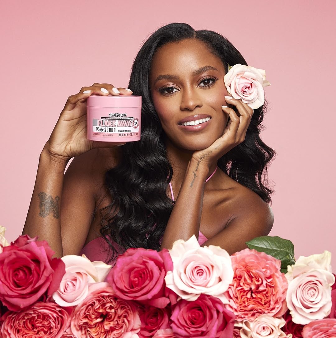 Soap & Glory original pink close-up of grainy scrub texture for gentle polishing