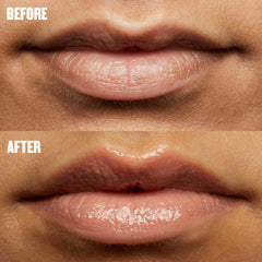 Soap & Glory on-model smile displaying fuller-looking lips and natural tint